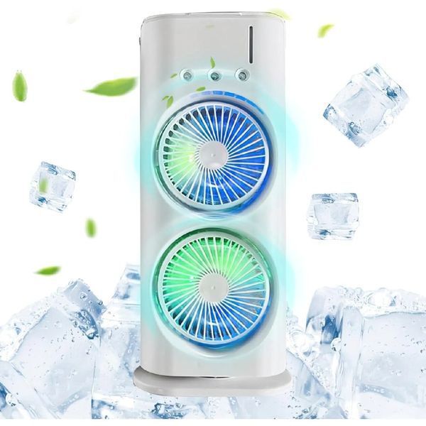 Портативный USB-увлажнитель воздуха с двойным вентилятором и RGB-подсветкой 72 фото