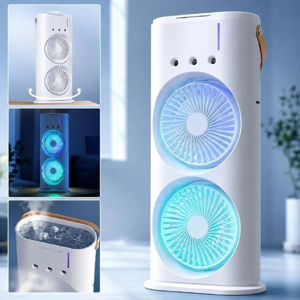 Портативный USB-увлажнитель воздуха с двойным вентилятором и RGB-подсветкой 72 фото